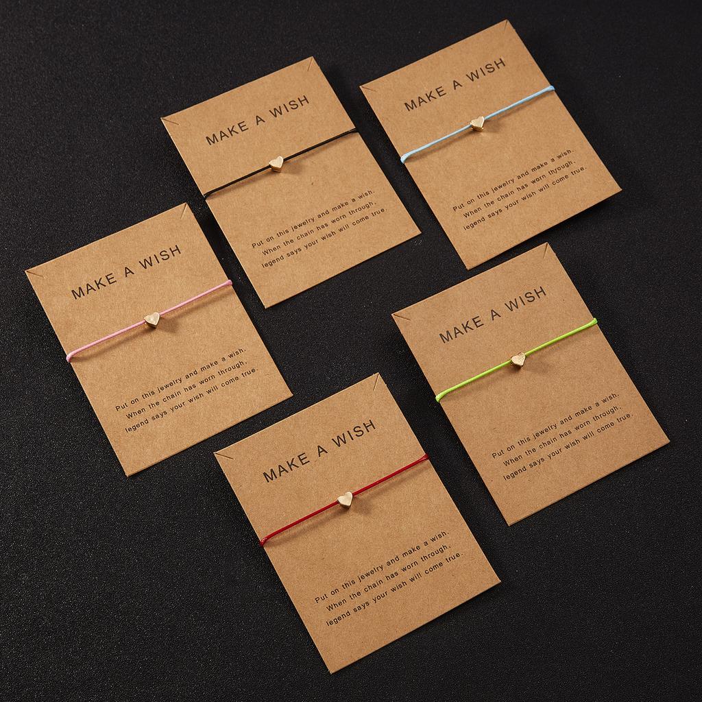 Wünsch dir was Herz Armband mit Anhängern Femme Verstellbar Glücksstern Kreuz Schmetterling Rotes Band Damen Kind Freundschaft Schmuck Karte Geschenk
