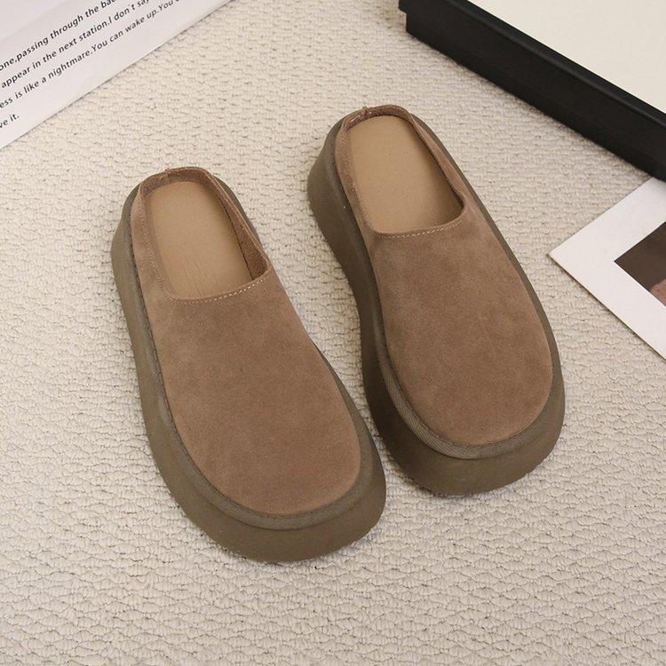 Baotou slippers women's outerwear 2025 autumn and winter new thick-soled heelless lazy one-pedal Muller Birken slippers