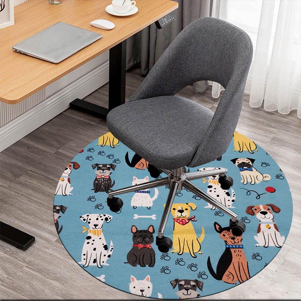 

Adorable Dog Patterned Fabric - Perfect for Crafting!Round Non-Slip chair mat chair carpet for office Rugs for Office Decor Gift For Valentine s Day M 80cm by 80cm