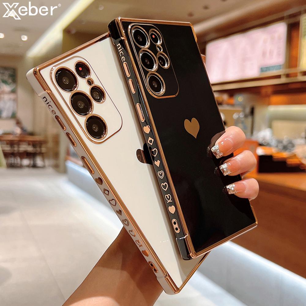 Soft Electroplated Love Heart Phone Case For Samsung S26 S25 S24 S23 S22 Ultra S21 Plus S20 FE A13 A53 Silicone Shockproof Cover