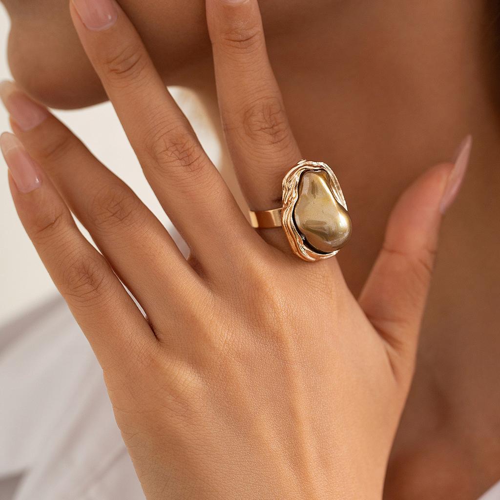 DIEZI Irregular Baroque Imitation Pearl Rings Women Fashion Beach style Multicolor Gold Color Geometric Knuckle Joint Ring