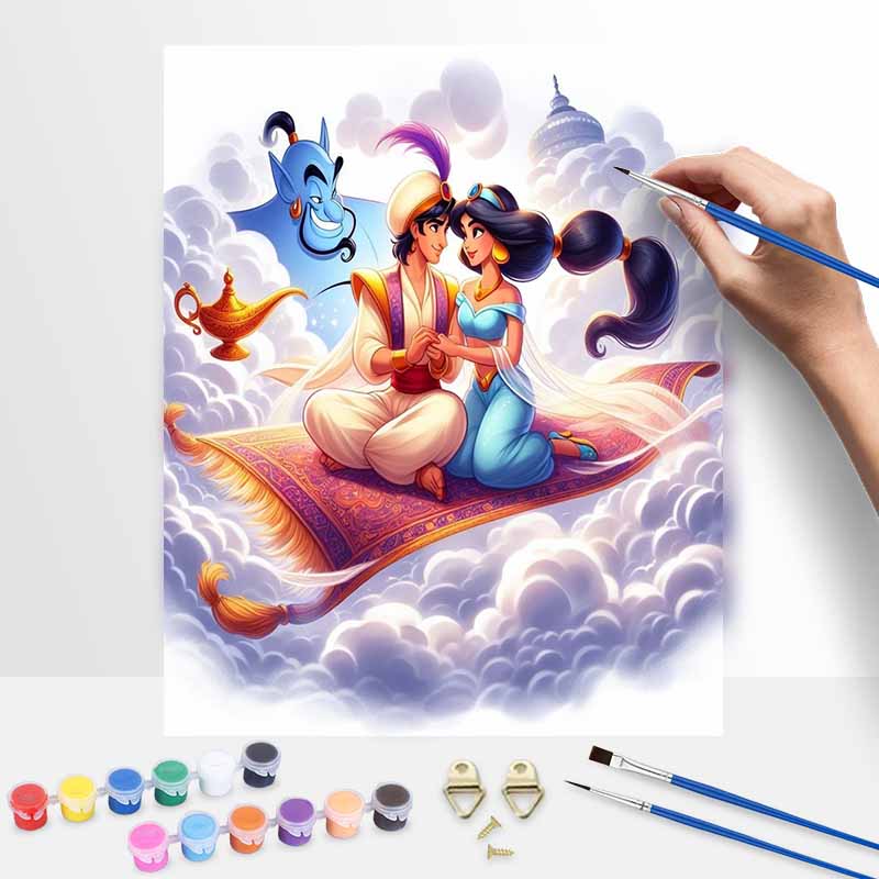 Disney Aladdin Magic Carpet Ride oil painting kit home bedroom wall decoration creative handmade gift 20x30cm