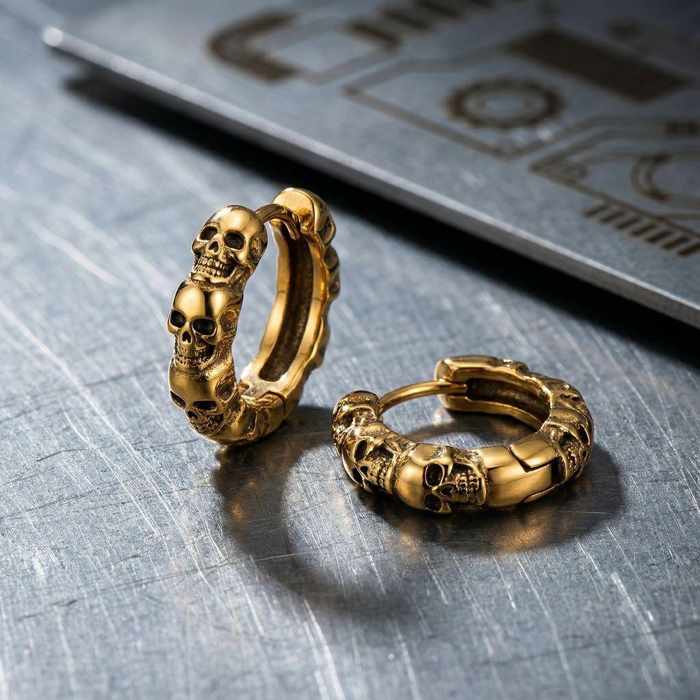 Creative Skull Hoop Earrings Silver Punk Earrings Jewelry Gothic Ear Buckles  Party