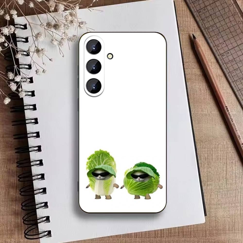 Goofy Cats Big Eyes Phone Case For Samsung Galaxy A73,21,22,32,71,53,52,51,80,5G Soft Black Cover