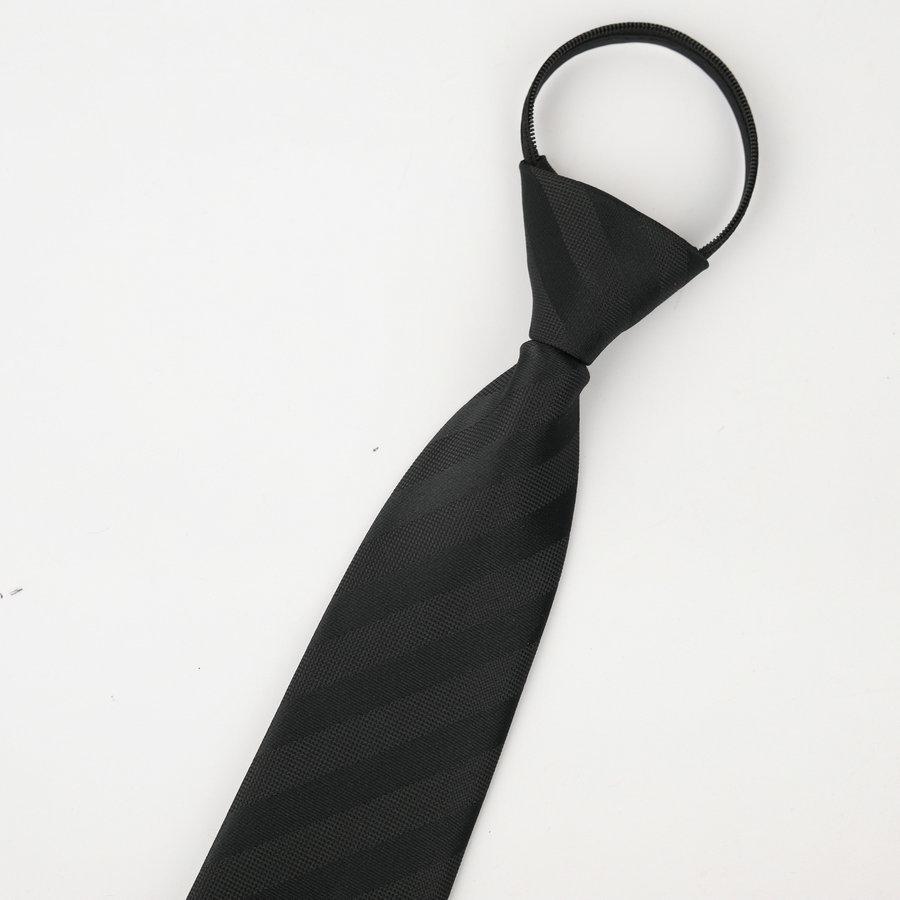 Men's No-Iron Zipper Striped Formal Tie with Logo, 8cm