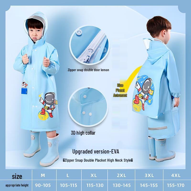 Kids  EVA Cartoon Raincoat with Backpack Space