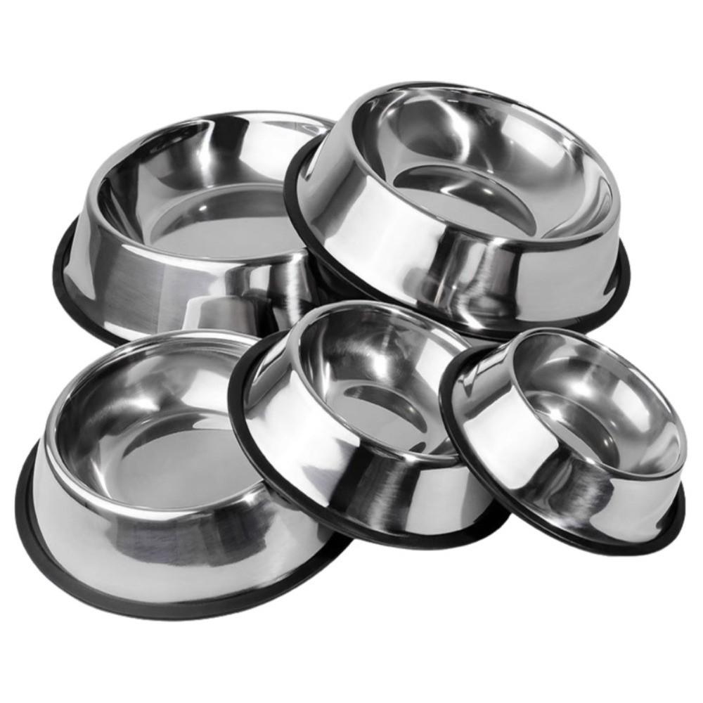 Stainless Steel Metal Feeder Bowl Anti Tip Drinking Water Bowl Pet Cat Dog Bowl  Pet Accessories