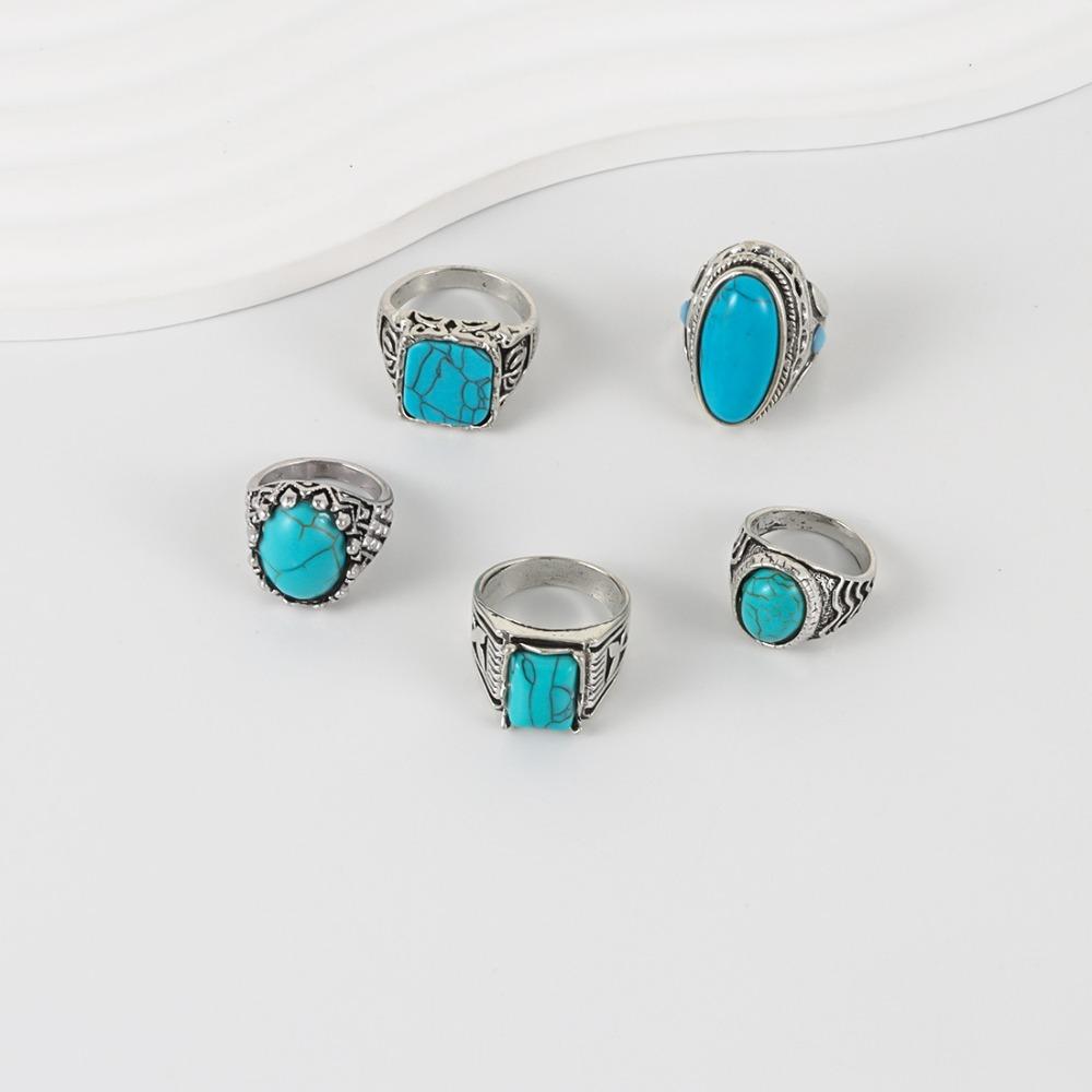 Zinc Zinc Alloy Western Country Ring Antique Vintage Ring Trendy Turquoise Ring  Girls