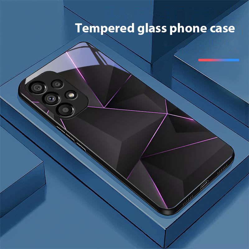 Preto Prisma Para Samsung Galaxy S10 20 Plus 21 FE 22 23 24 FE 25 Ultra Capa de Telefone de Vidro Temperado Preto Casca Rígida