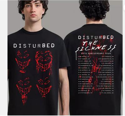 Disturbed The Sickness 25th Anniversary Tour Faces Tour Two Sides Unisex T-Shirt