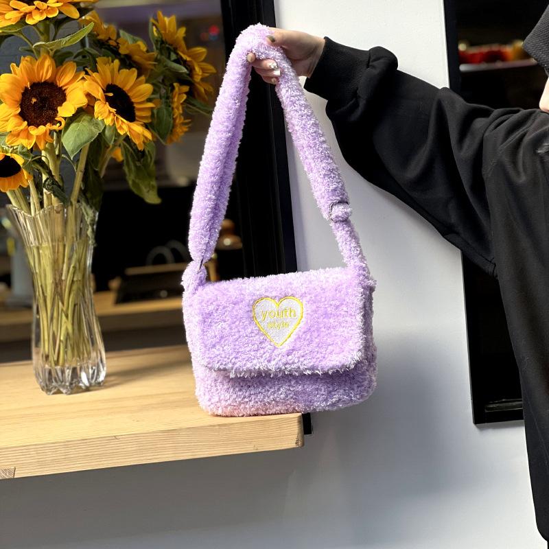 Nischen-Design Plüschtasche Damen Niedliche Mode Handtasche Lammfell Umhängetasche