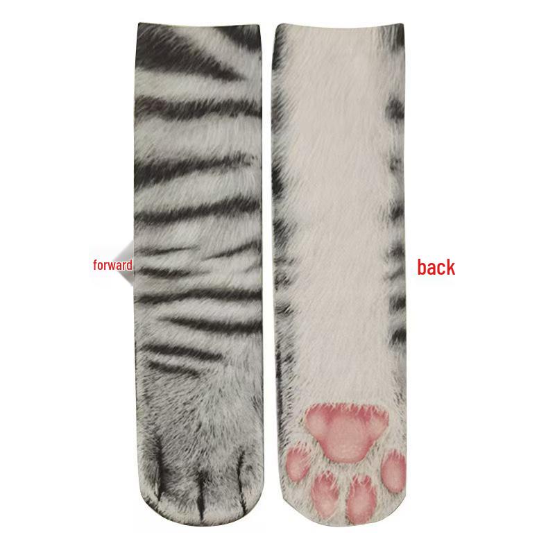 

3D носки со следами лап животных: Смешной дизайн с кошкой и собакой для взрослых 40CM Double-sided Print (50g)