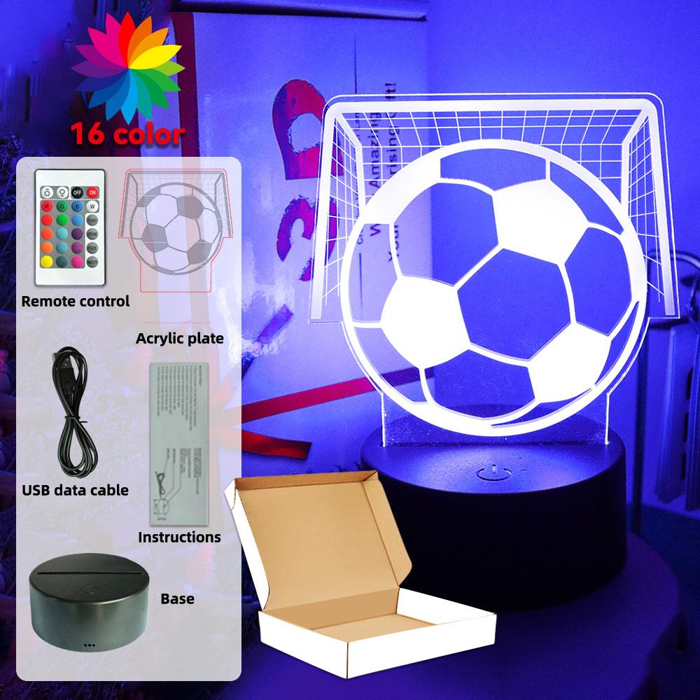 Football Player Night Light Touch Remote Control RGB LED Lamp Bedroom Decorate Novelty Creative Sports Theme Gift Boys Kids Fans