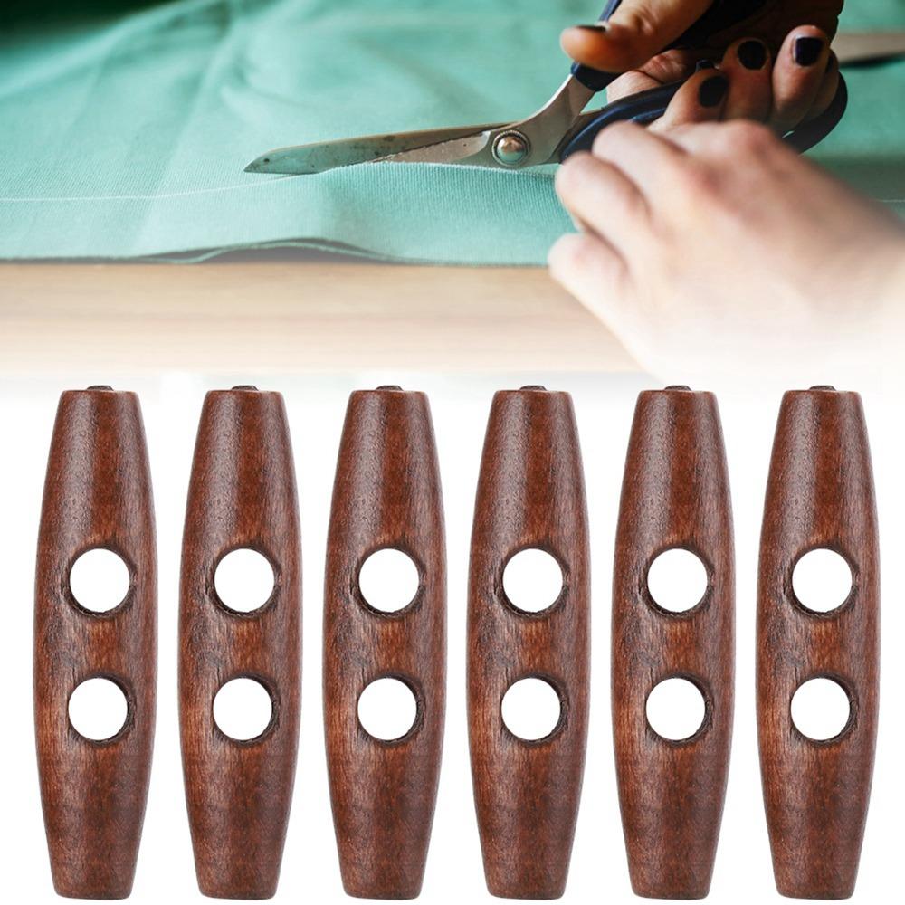 50Pcs Dark Coffee Wood Toggle Buttons Olive Shape Sewing Buttons 2 Holes Buttons DIY Clothing