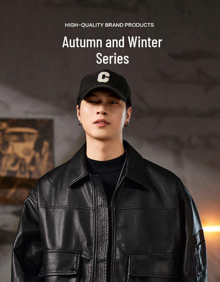 Men's High-End Retro PU Leather Motorcycle Jacket - Autumn Cool, Loose Lapel Coat