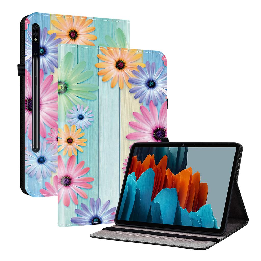 PU Leather Tablet Case for Samsung Galaxy Tab S7 FE (12.4")-11 Styles! Durable,with 2 Stand Slots,Pencil Holder & Card Slots,Flexible TPU Back Cover