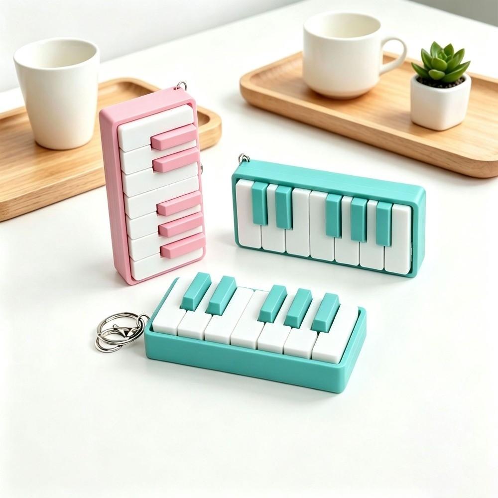 Mechanical Touch Piano Key Keychain Portable Size 3D Printed Piano Toy  Daily Bag Decoration