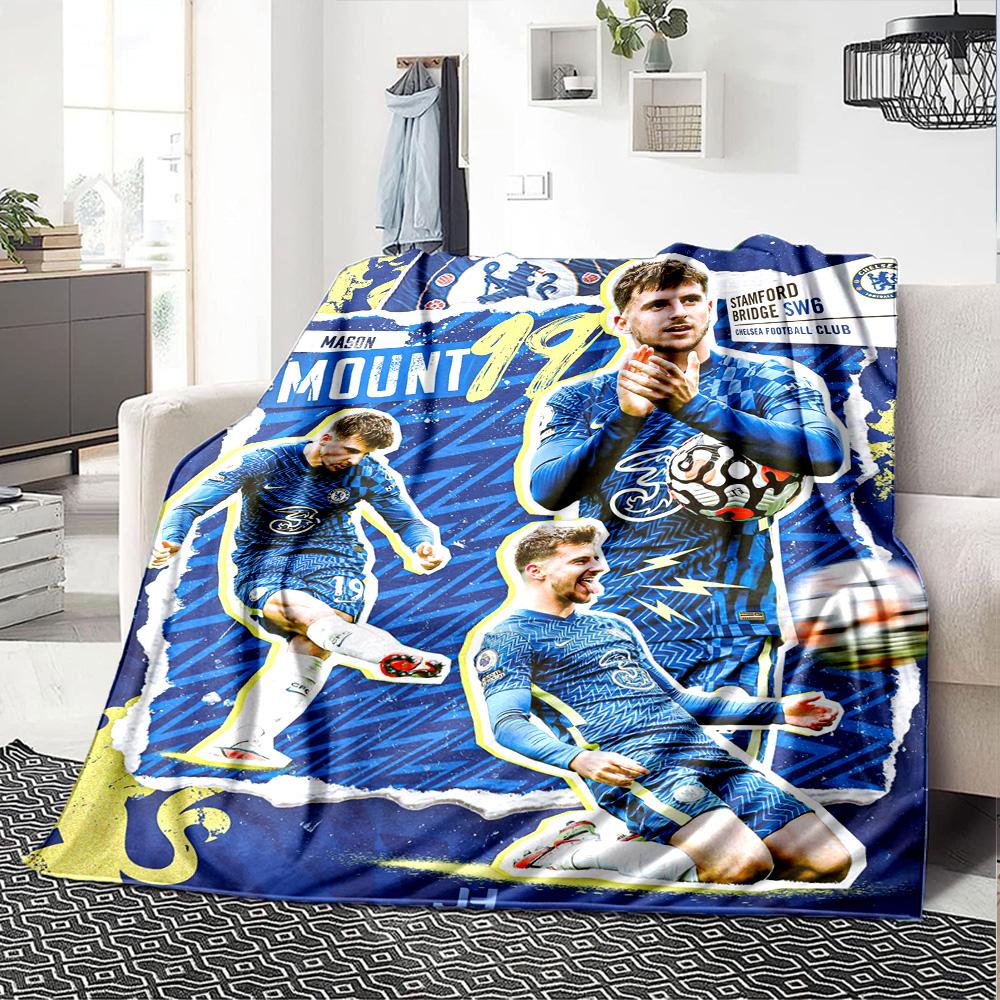 Chelsea Fc Football Player Blanket Ultra-Soft Great for Bed Chair Picnics Four Seasons Multipurpose Modern Birthday Christmas Gift Blanket