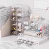 Plastic Storage Box Bathroom Organizer Stackable Dustproof Storage Box With Pull-out Drawers 1 Tiers 6 Compartments For Jewelry