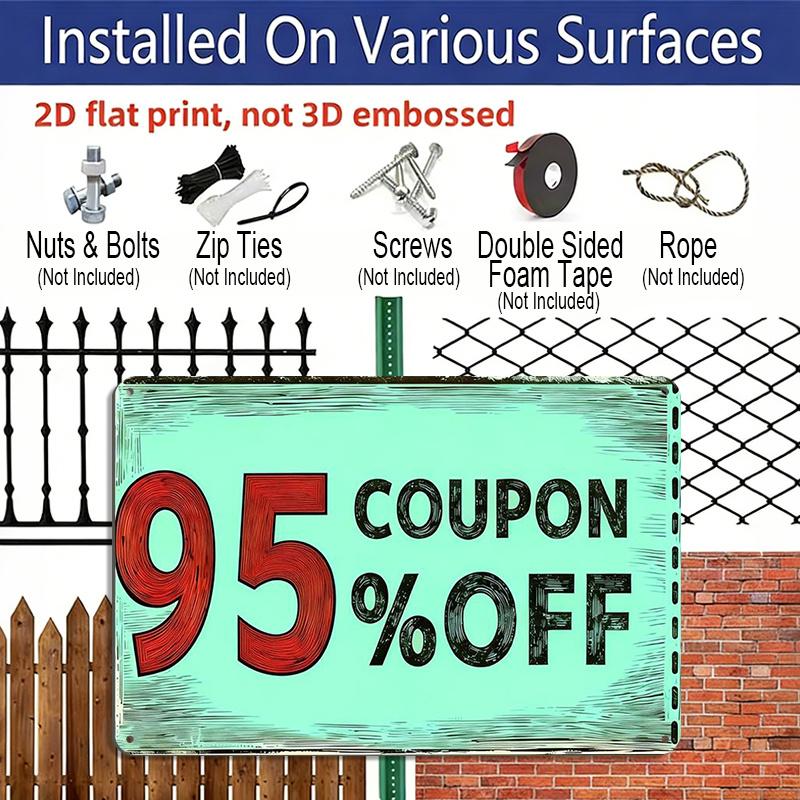 2D Flat, Bohemian Aluminium Coupon Board Wall-Mounted Suitable for Christmas, Thanksgiving, Easter & Hanukkah - Discount Voucher Display Sign with