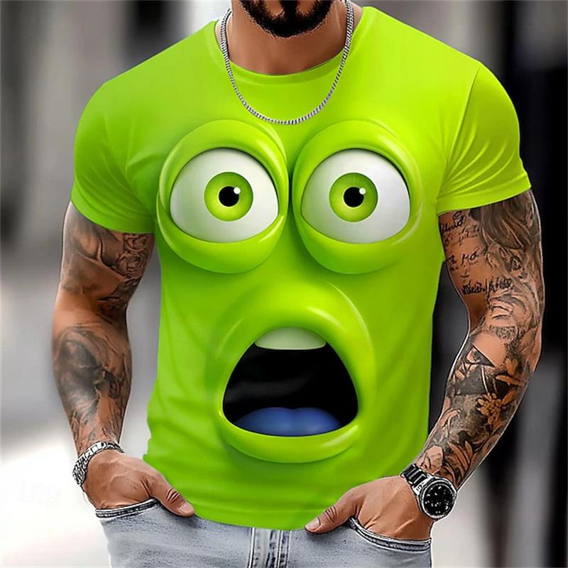 Herren Cartoon Lustiges Gesicht Grafik T-Shirt Sommer Neuheit Kurzarm T-Shirt Lässige Mode Übergroße Unisex Oberteile Party Cosplay