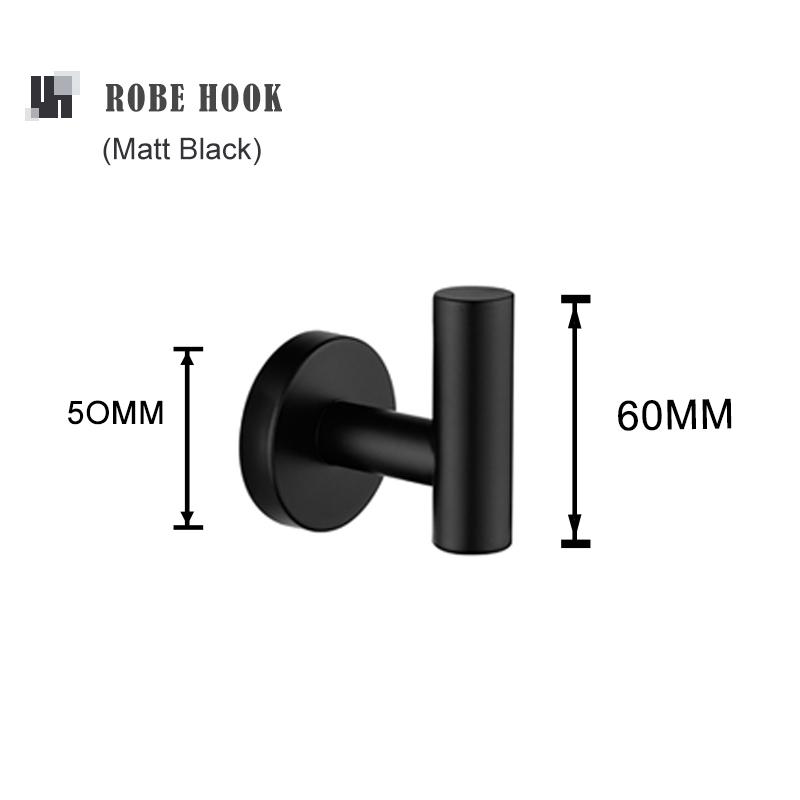 Matte Black Towel Bar Wall Mount Bathroom Accessories Set Toilet Paper Holder Hand Towel Coat Robe Hook Hanger Stainless Steel