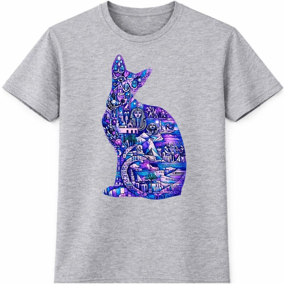 Cat T-Shirt Colorful Abstract Graphic Tee Cat Lover Gift Cute Animal Art Top S разноцветный
