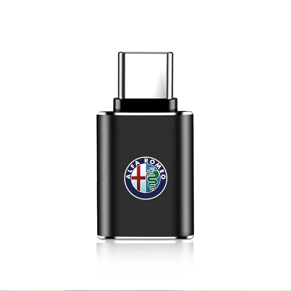 For Alfa Romeo ReQHub Caps 1pc Fast Charging Adapters Rear Socket TypeC To USB Car Play Adapter Accessories For Alfa Romeo 159 Giulietta 147 Stelv