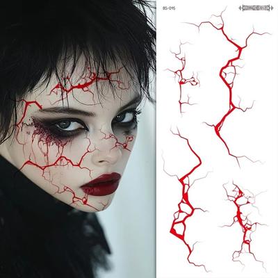 Realistic Temporary Tattoo Sticker Crack Mark Halloween Blood Vessels Tattoo Cosplay Event