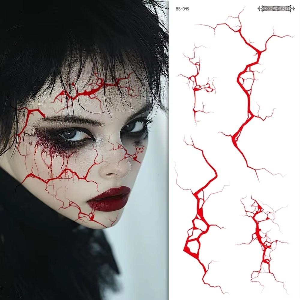 Crack Mark Temporary Tattoo Sticker Realistic Body Art Halloween Blood Vessels Tattoo Makeup