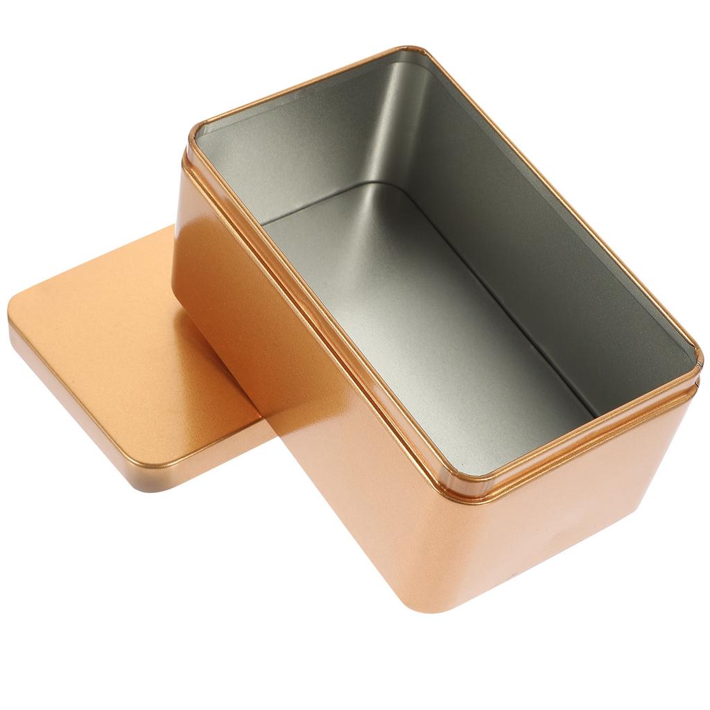 13x8x6cm Goldene Rechteckige Blechdose Druckdeckel Glatte Kanten Auslaufsicher Tragbare Aufbewahrung für Teeblätter Süßigkeiten Kosmetika