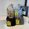 Borsa a Spalla Grande Capacità con Cuciture Colorate Borsa a Tracolla Leggera da Donna con Tasche Multiple