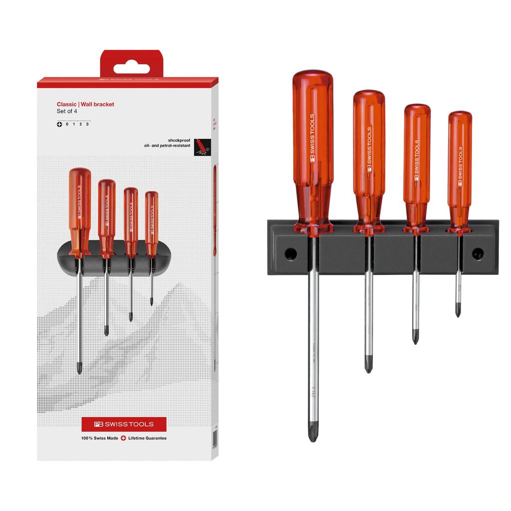 PB Swiss Tools Screwdriver Set, 4-Piece Set with Holder, 242CBB
