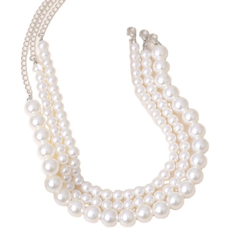 Elegant Retro Korean-Style Multi-Layer Pearl Choker Necklace for Women