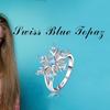 European and American Flower Jewelry  Versatile and Fashionable Zircon Light Blue Ring  Women's Hand Jewelry