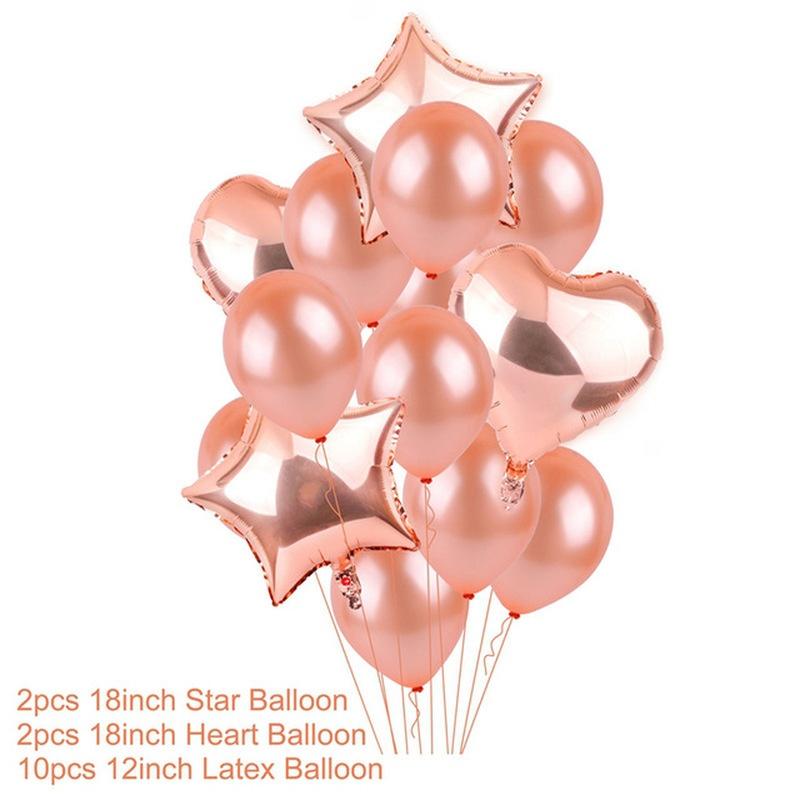 10/14/20pcs Rose Gold Party Confetti Sequin Balloon Accessories Heart Ballons