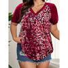 Amazon's new women's crew neck shoulder plug contrasting short-sleeved V-neck T-shirt is casual and versatile