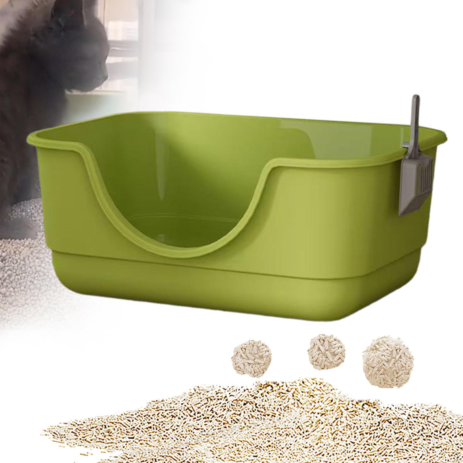 

Кошачий туалет с защитой от брызг для маленьких и больших кошек, переносной, большой, с песком зелёный