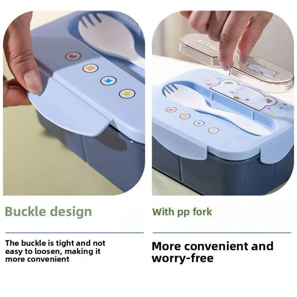 Plastic Lunch Box with Fork BPA Free Leakproof Food Container Microwavable Bento Box for School Office Outdoor Picnic 1200ml