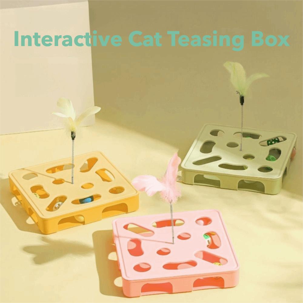 with Ball Cat Teasing Box with Feather Cat Exercise Toy Cat Puzzle Box  Pet Entertainment Supplies