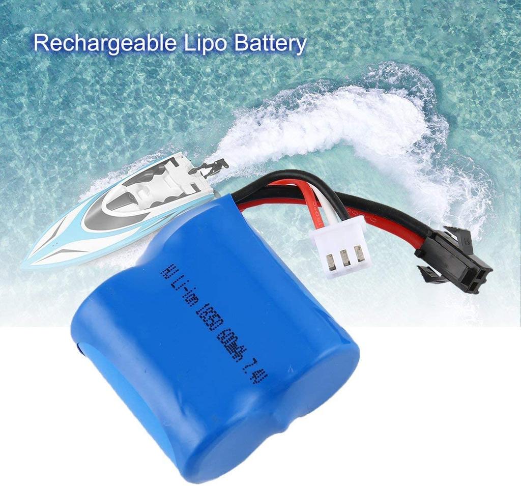 7.4V 600mAh Li-ion Battery for RC Boat | Compatible with Skytech H100 H102 H106, Syma Q2 Q3 | 40x38x21mm – 48g