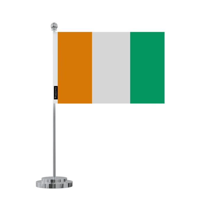 Ivory Coast Desk Flag – 14 X 21 Cm – Polyester – Stainless Steel Base – Pixelforma