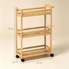 Serving Cart, 3 Tiers, Slatted Shelves, Fall Protection, Bamboo, 55 x 20 x 75 cm
