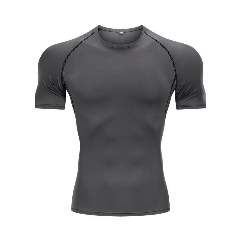 Men's Quick-Dry Short Sleeve Sports T-Shirt - Breathable, Sweat-Wicking, Elastic, Tight Fit for Running, Basketball, and Training