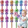 60/6 Stück Lutscher-Aluminiumfolienballons mit Schleife Bunte Handheld-Süßigkeitenballons für Hochzeit Geburtstagsfeier Heimdekoration Kinderspielzeug