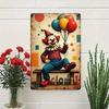 1PC Vintage Metal Tin Sign Clown Retro Wall Art Colorful Distressed Home Decor
