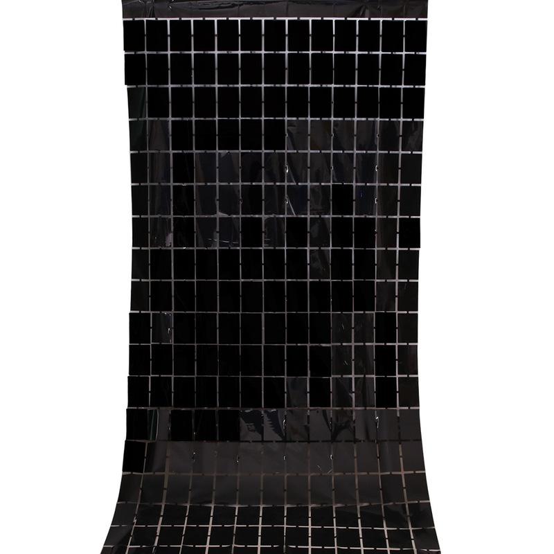 2 tende glitterate nere, 1 x 2 m, per porte e feste, con frange e nappe, per feste di compleanno e Halloween