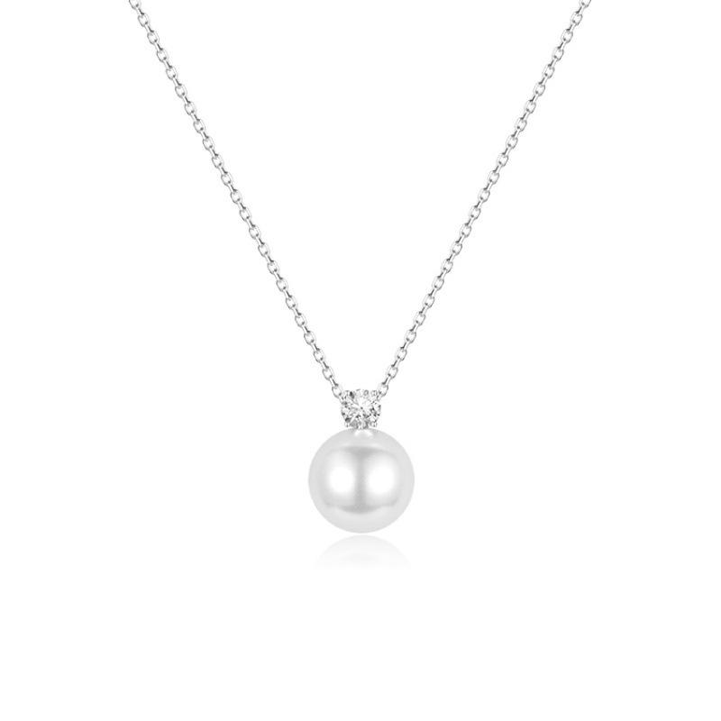 2024 New Elegant Gray Pearl Zircon Pendant Necklace for Women - Luxury High-End Style