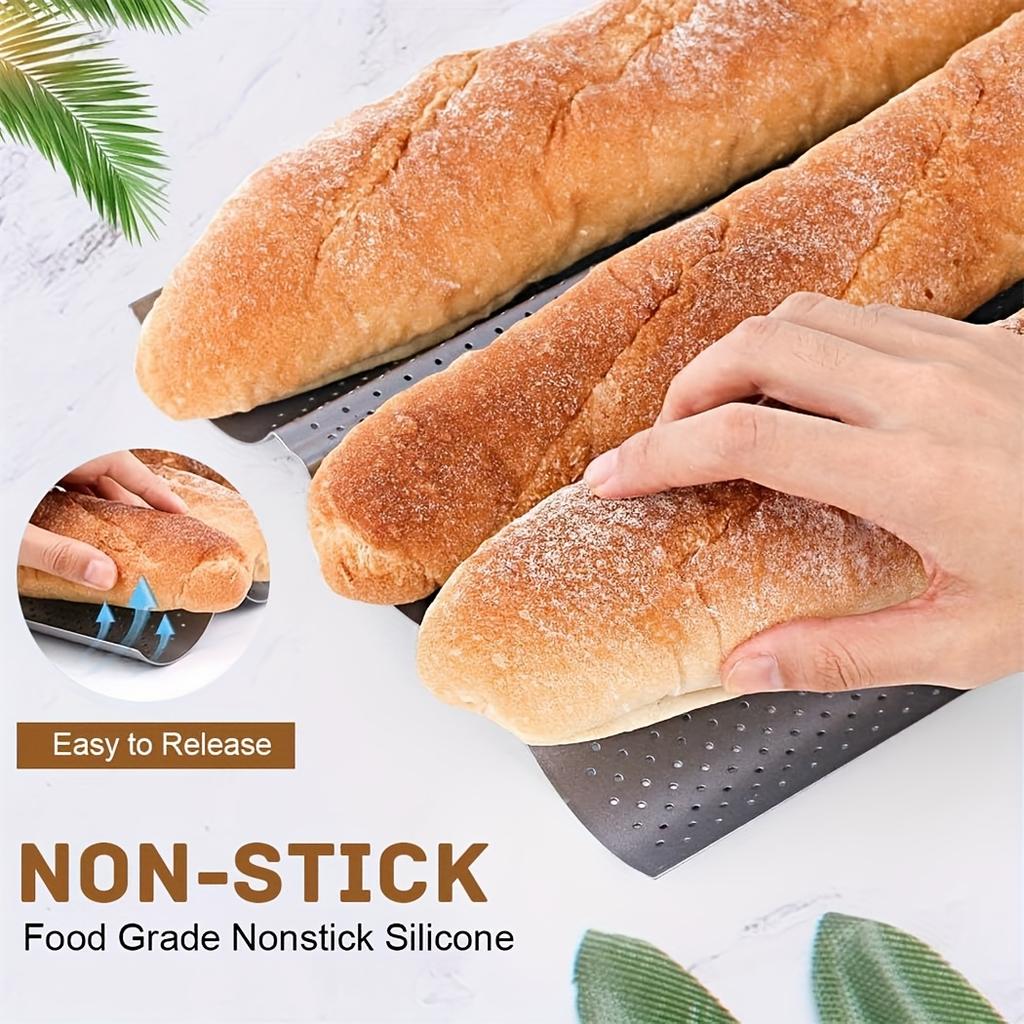 תבנית בגט מחוררת Nonstick תבנית אפיית לחם צרפתי תנור טוסטר 2/3/4 חריצים כיכרות כיכר תבנית אפייה טוסט בישול אופים