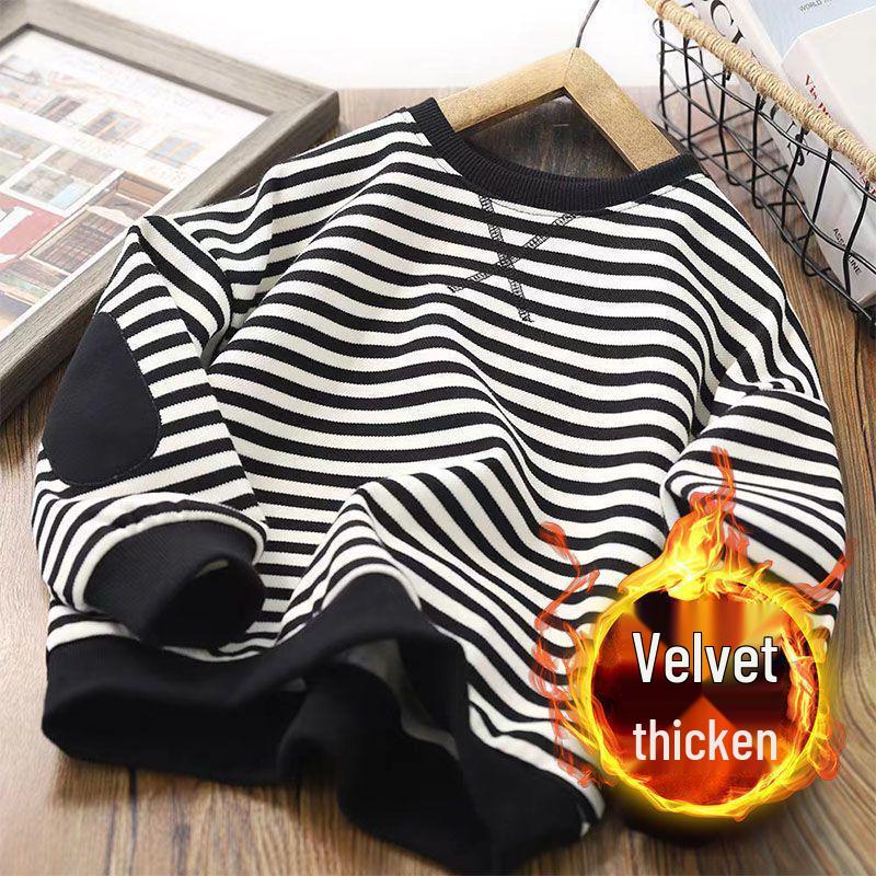 

Детский свитшот в корейском стиле для весны и осени - 2025 Модный топ с флисовой подкладкой для мальчиков и девочек 110cm